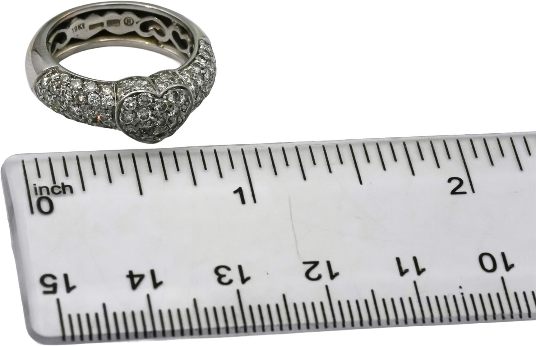 18k White Gold VS Round Diamond Cluster Heart Ring 1.0CT Size 6.75