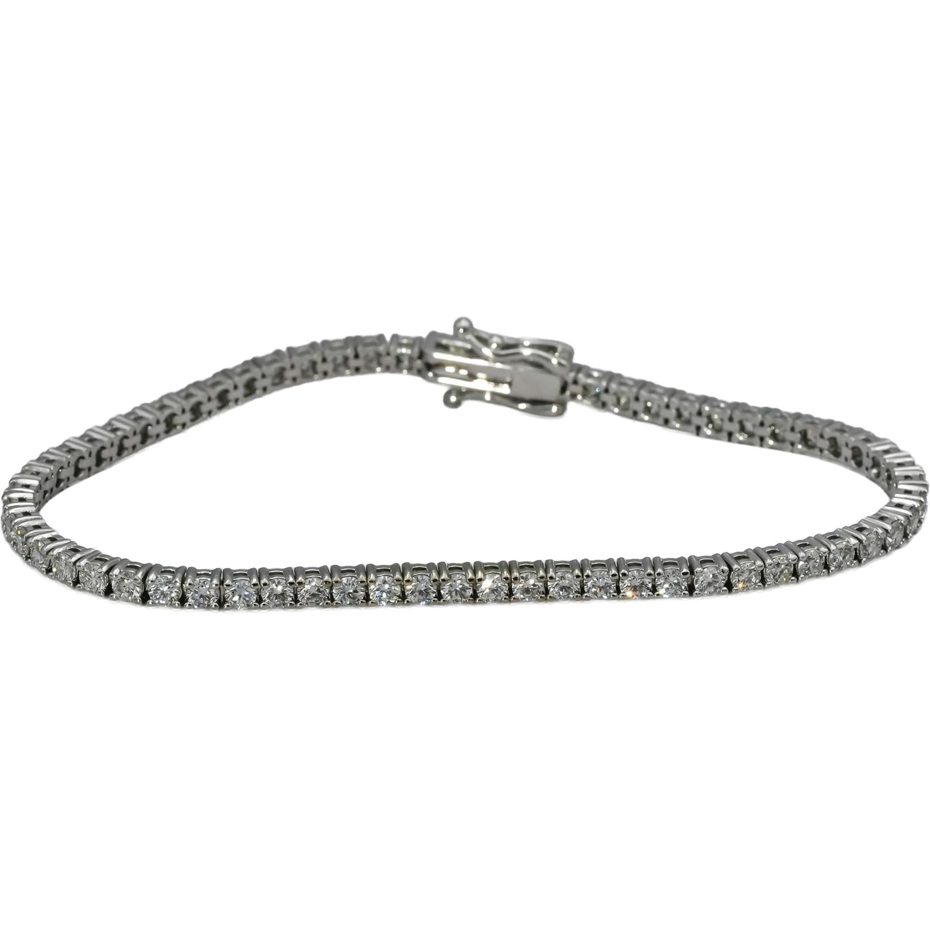 14k White Gold VS Round Diamond Tennis Bracelet 3.65CT
