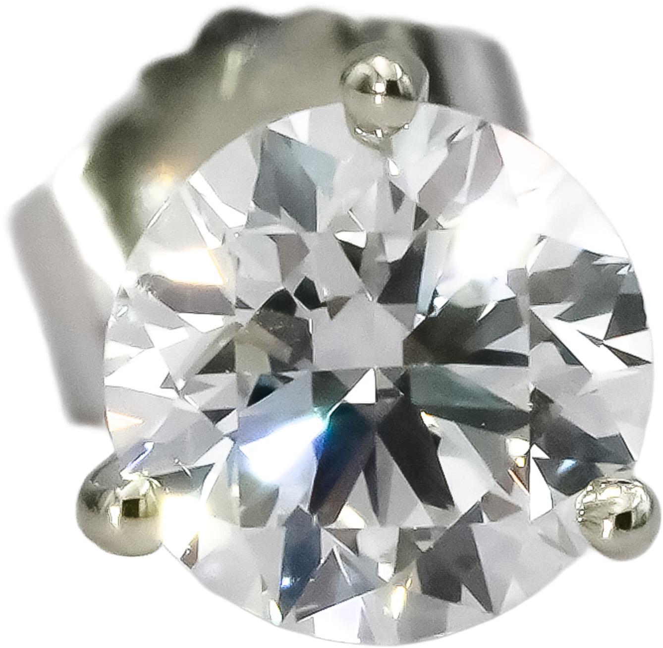 14k White Gold VS Round Lab-Grown Diamond Stud Earrings 1.14CT