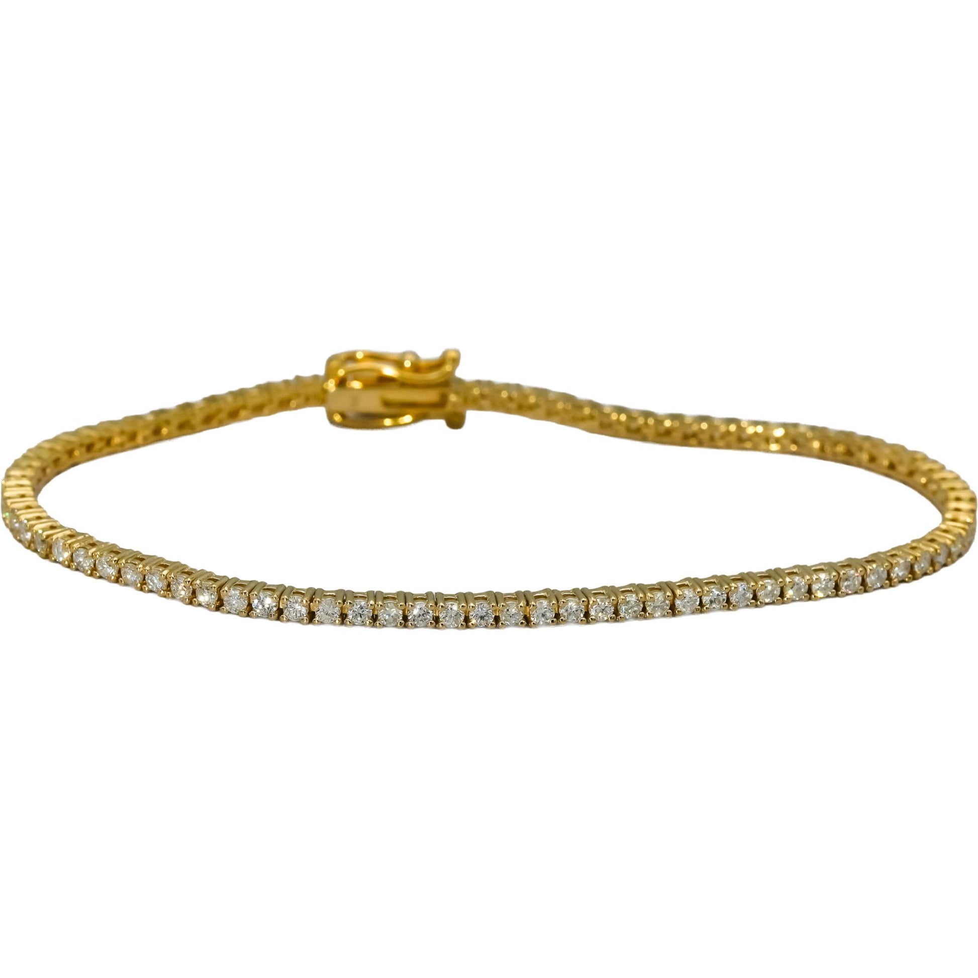 14k Yellow Gold Round Natural Diamond Tennis Bracelet 1.95CT