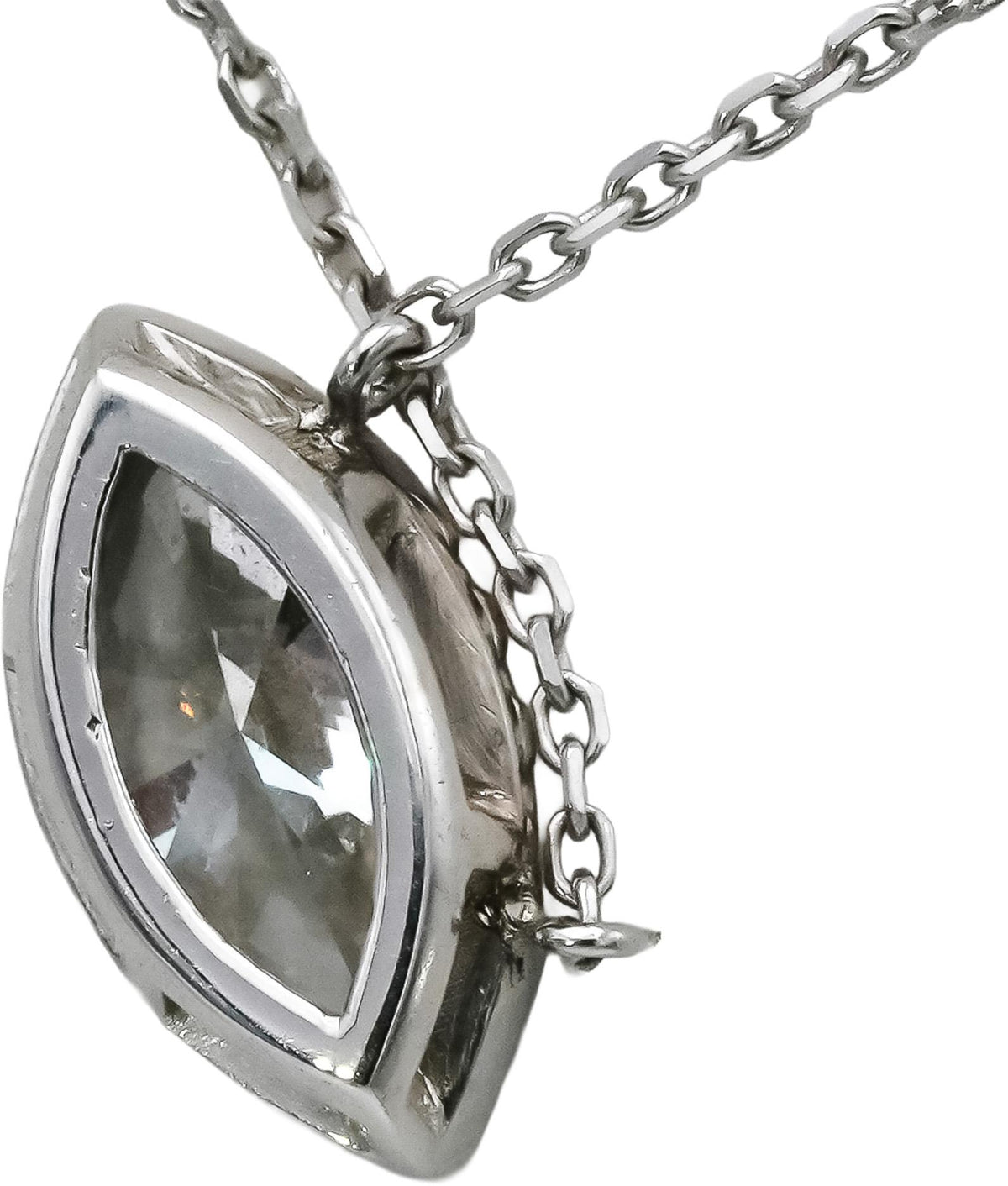 IGI 14k White Gold VS1/F Lab-Grown Marquise Diamond Pendant Necklace 1.38CT