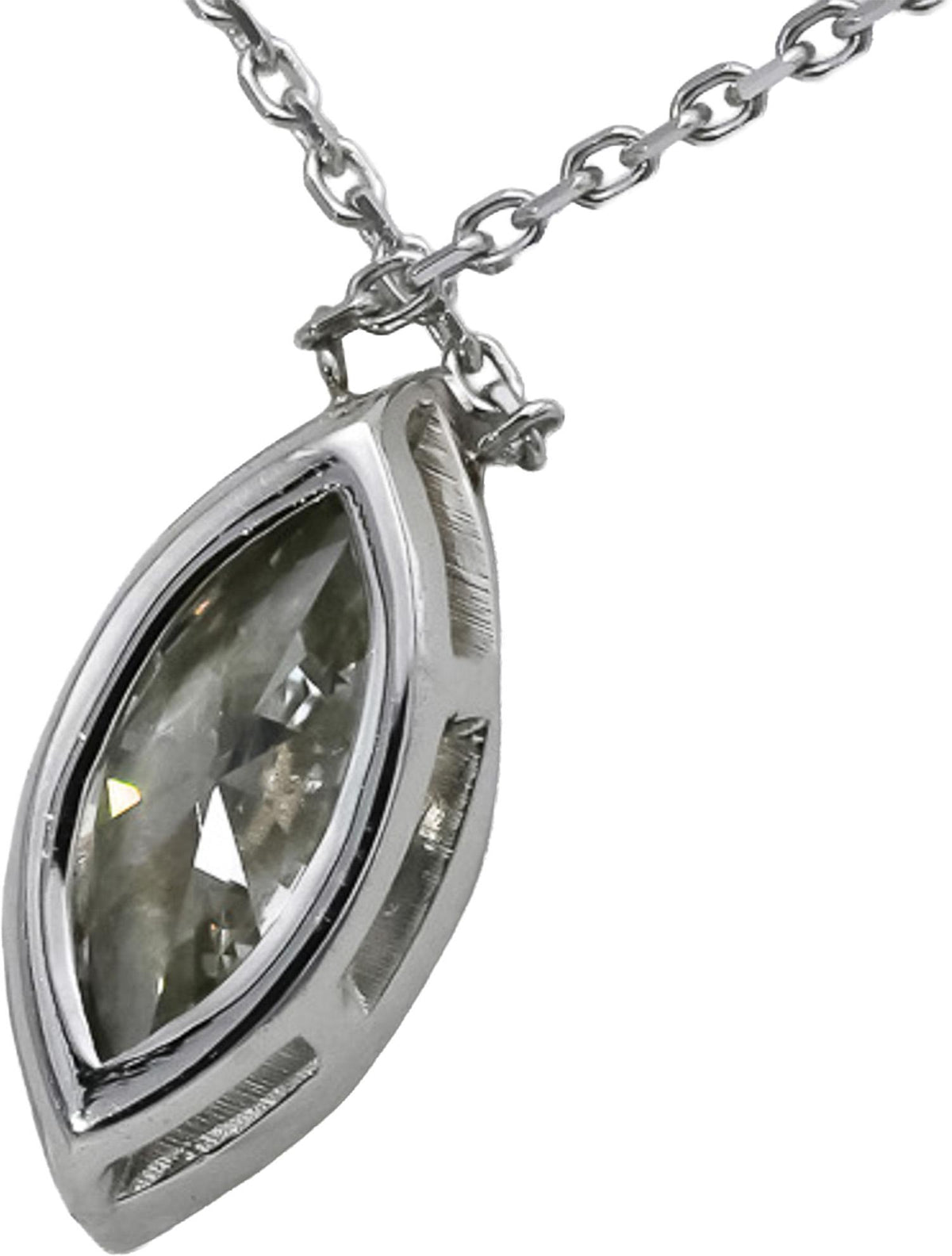 IGI 14k White Gold VS1/F Marquise Cut Lab-Grown Diamond Pendant Necklace 1.38CT