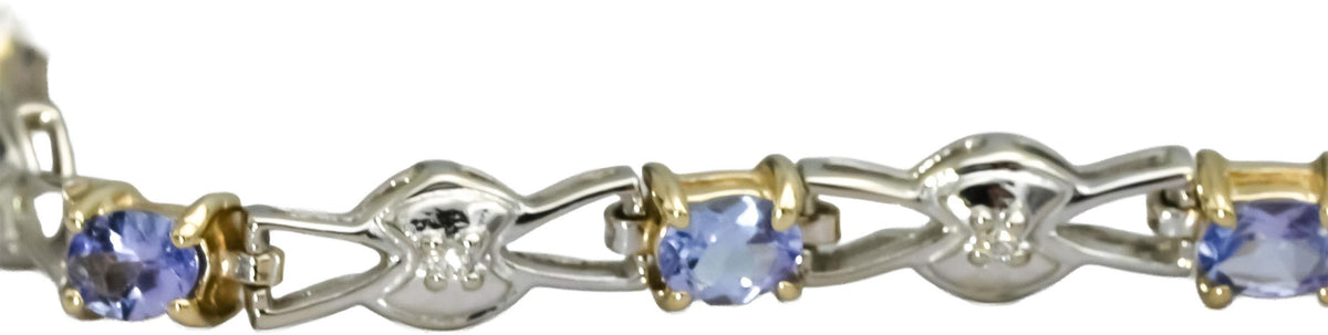 14k White Yellow Gold Tanzanite Bracelet w/ Diamond Accents 1.50CT