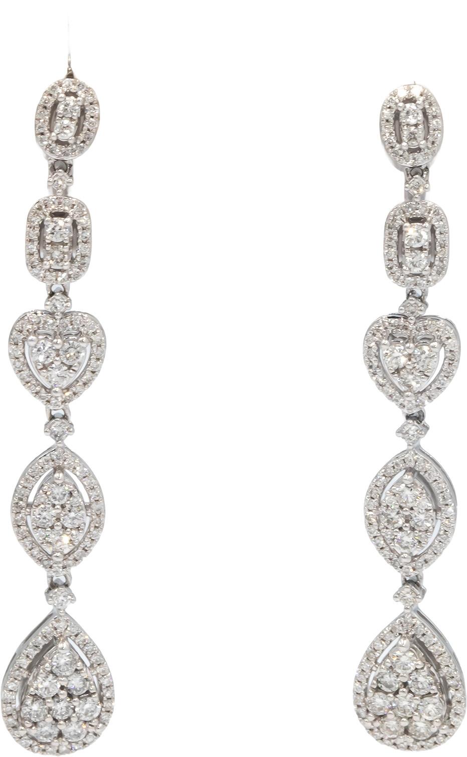 10k White Gold Diamond Cluster Drop Dangle Stud Earrings 1.50CT