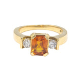 18k Yellow Gold 1.95CT Diamond and Orange Sapphire Cocktail Ring Size 5.75