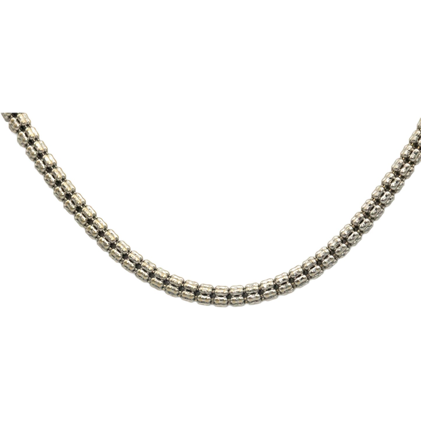 10k White Gold 17.75" Long Bead Style Chain Necklace w/ Lobster Clasp