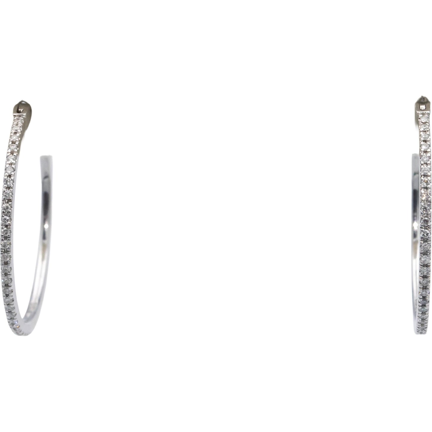14k White Gold Jewelry 0.50CT Round Cut Diamond Hoop Earrings