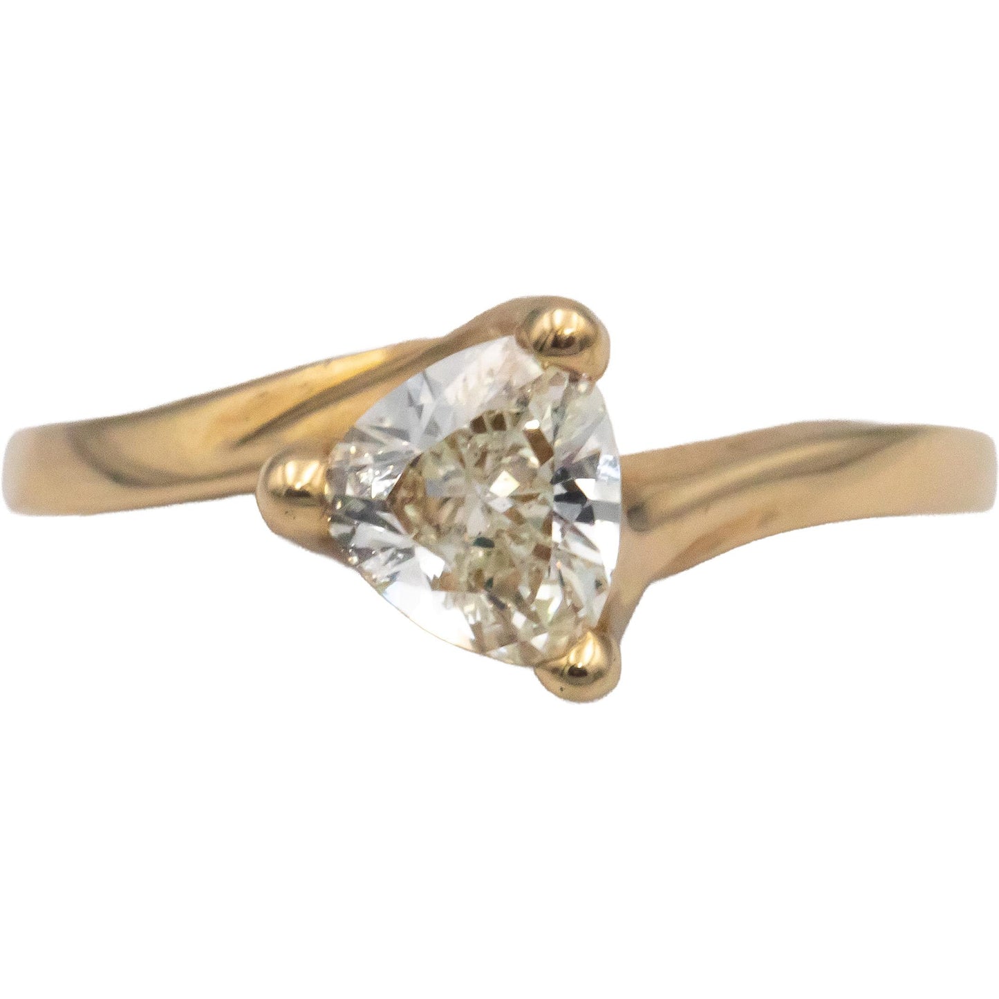 GIA Certified 14k Gold .76CT L/SI1 Trillion Diamond Engagement Ring Size 6.25