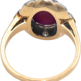 GIA Certified 14k & Pallidum Gold 4.05CT Diamond & Lab Grown Star Ruby Ring