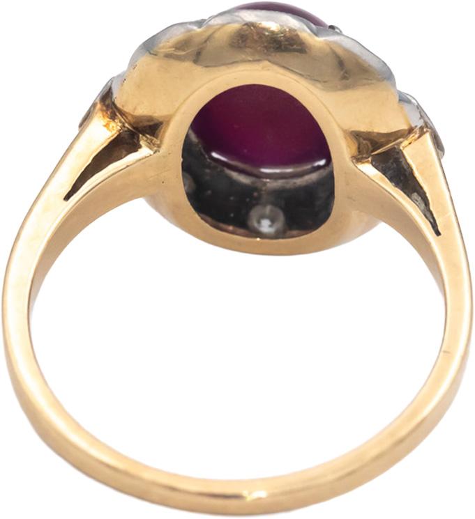 GIA Certified 14k Gold 4.05CT Diamond & Lab Grown Star Ruby Ring Size 7