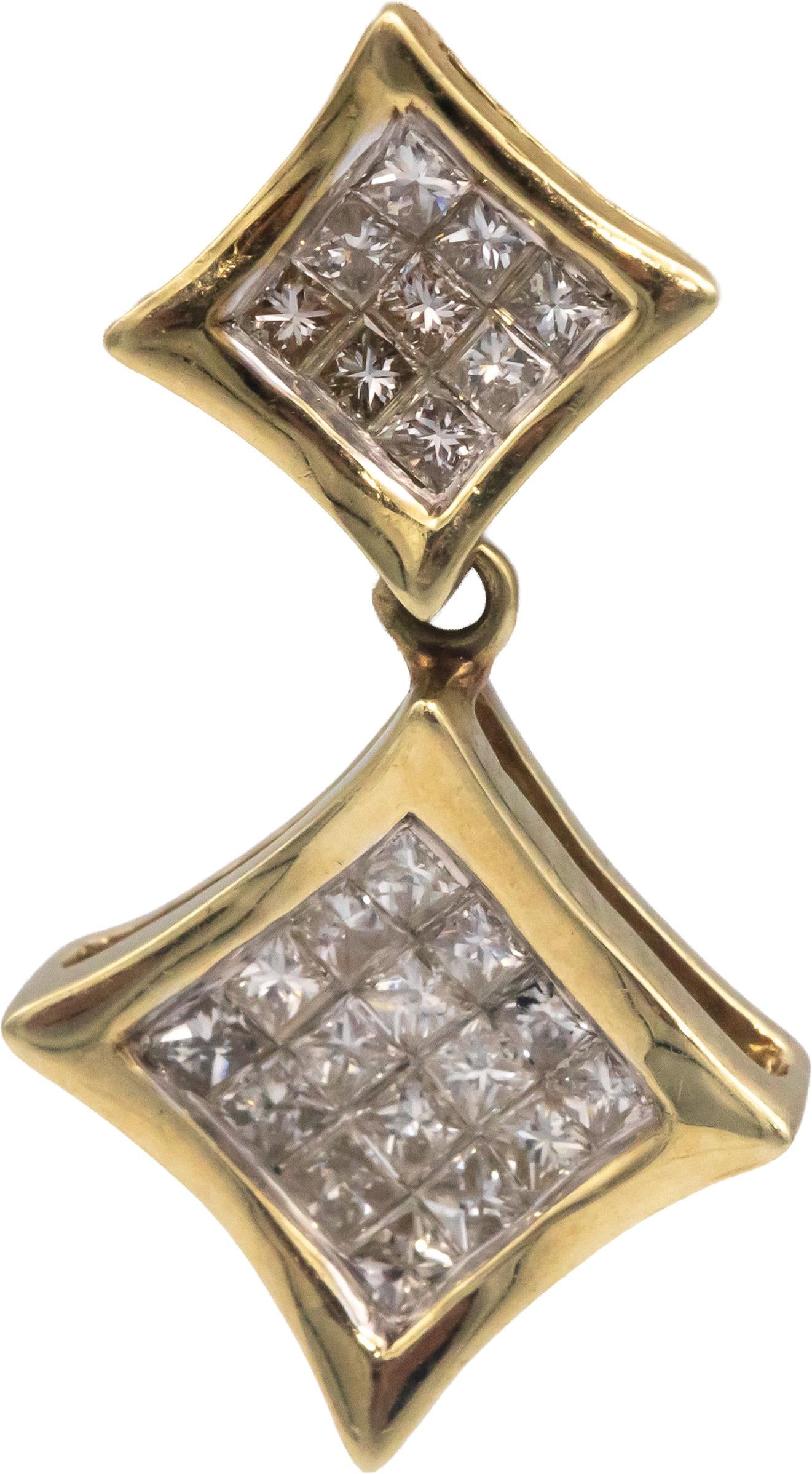 14k Yellow Gold Jewelry 1.0CT VS Princess Cut Diamond Drop Dangle Earrings