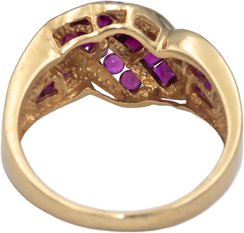 Ruby 14k Yellow Gold Channel Set Crossover Band Ring 1.0CT Size 8