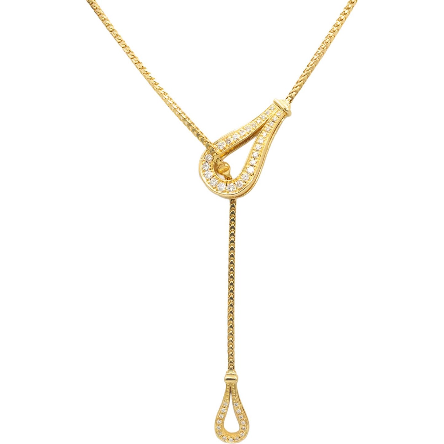 DI MODOLO Diamond 18k Yellow Gold Tempia Double Teardrop Necklace .50CT