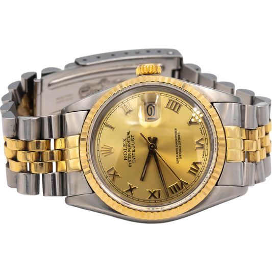 ROLEX Stainless Steel & 18k Yellow Gold 16013 Datejust 36mm Automatic Watch
