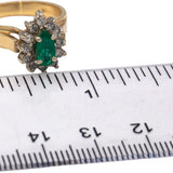 Emerald and Diamond 14k Yellow Gold Halo Cocktail Ring 0.65CT Size 6