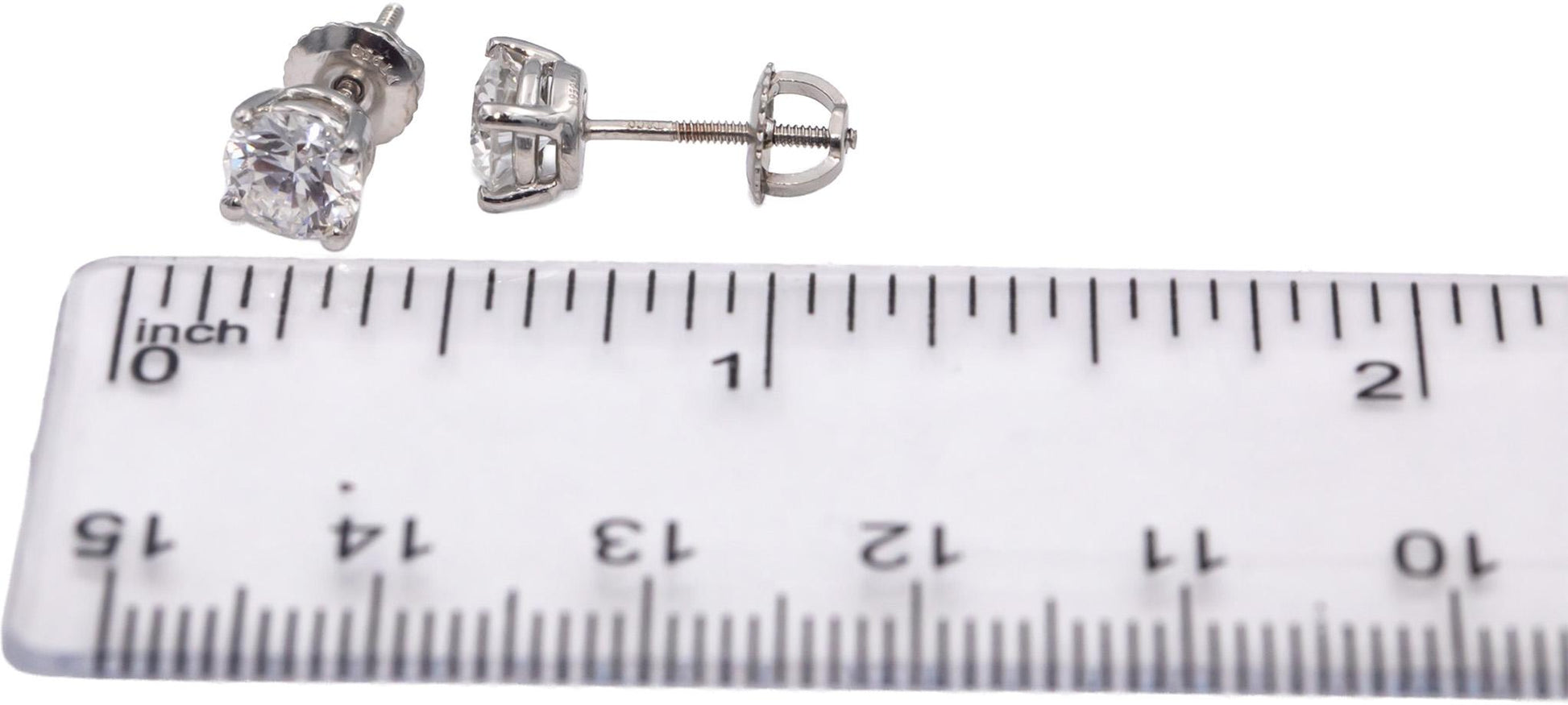 TIFFANY & CO. GIA Certified Round Diamond Platinum Stud Earrings 1.50CT w/ Box