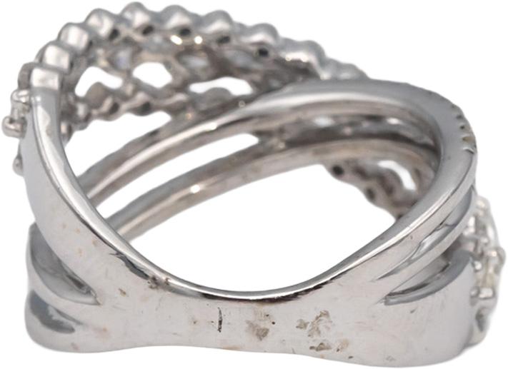 18k White Gold Marquise & Round Diamond Crossover Band Ring 1.75CT Size 8