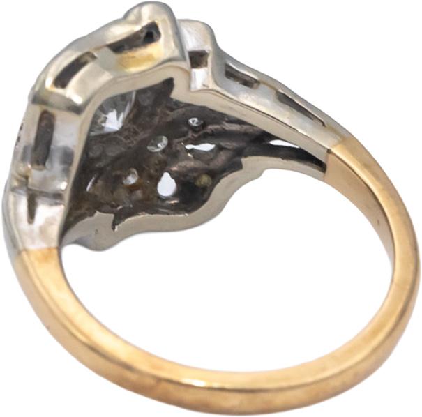 14k Yellow & White Gold Round Diamond Cocktail Ring 0.50CT w/ 0.40CT Center