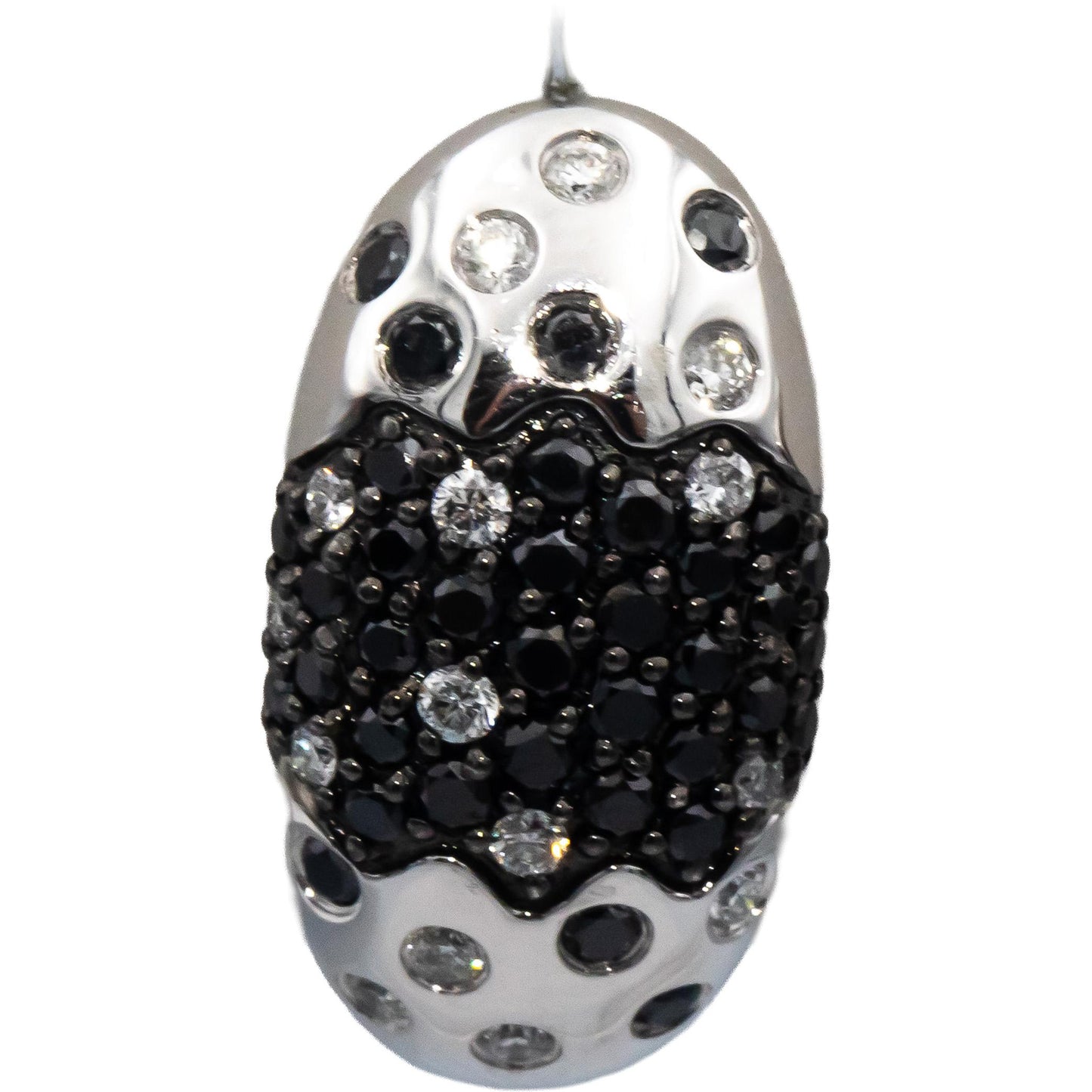 14k White Gold Round White & Black Diamond Cluster Earrings 1.0CT