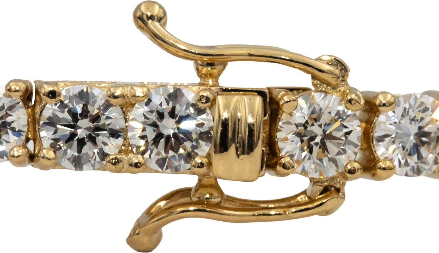 14k Yellow Gold VS Round Diamond Tennis Bracelet 10.39CT