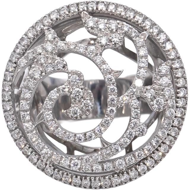 PIERO MILANO 18k White Gold VS Round Diamond Cocktail Ring 2.05CT Size 6.25