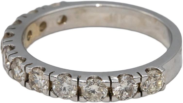 18k White Gold Round Diamond Band Ring 1.28CT Size 7.5