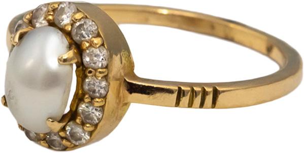 18k Yellow Gold Round Diamond and Mabe Pearl Halo Ring 0.23CT Size 6