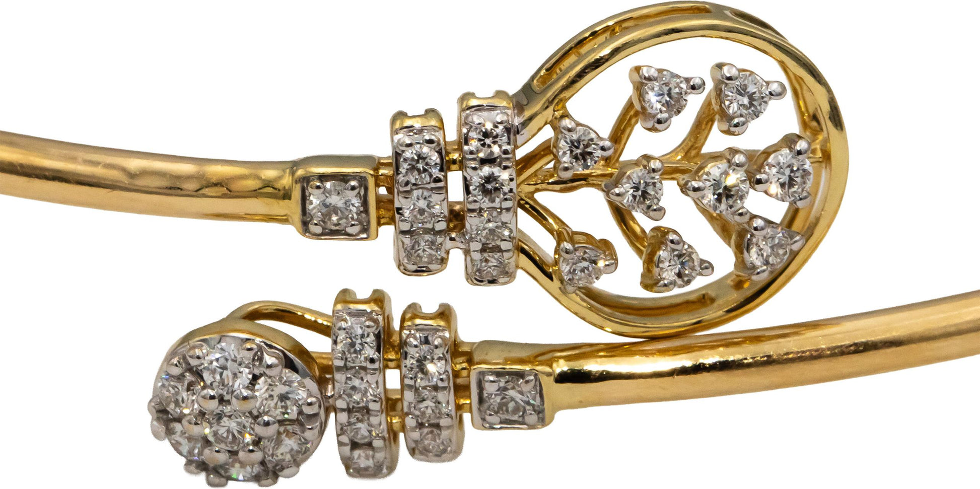 18k Yellow Gold VS Round Diamond Cuff Bangle Semi-Flexible Bracelet 0.37CT