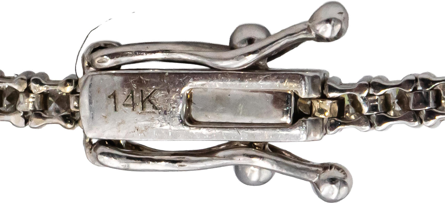14k White Gold Round Diamond Tennis Bracelet 1.71CT