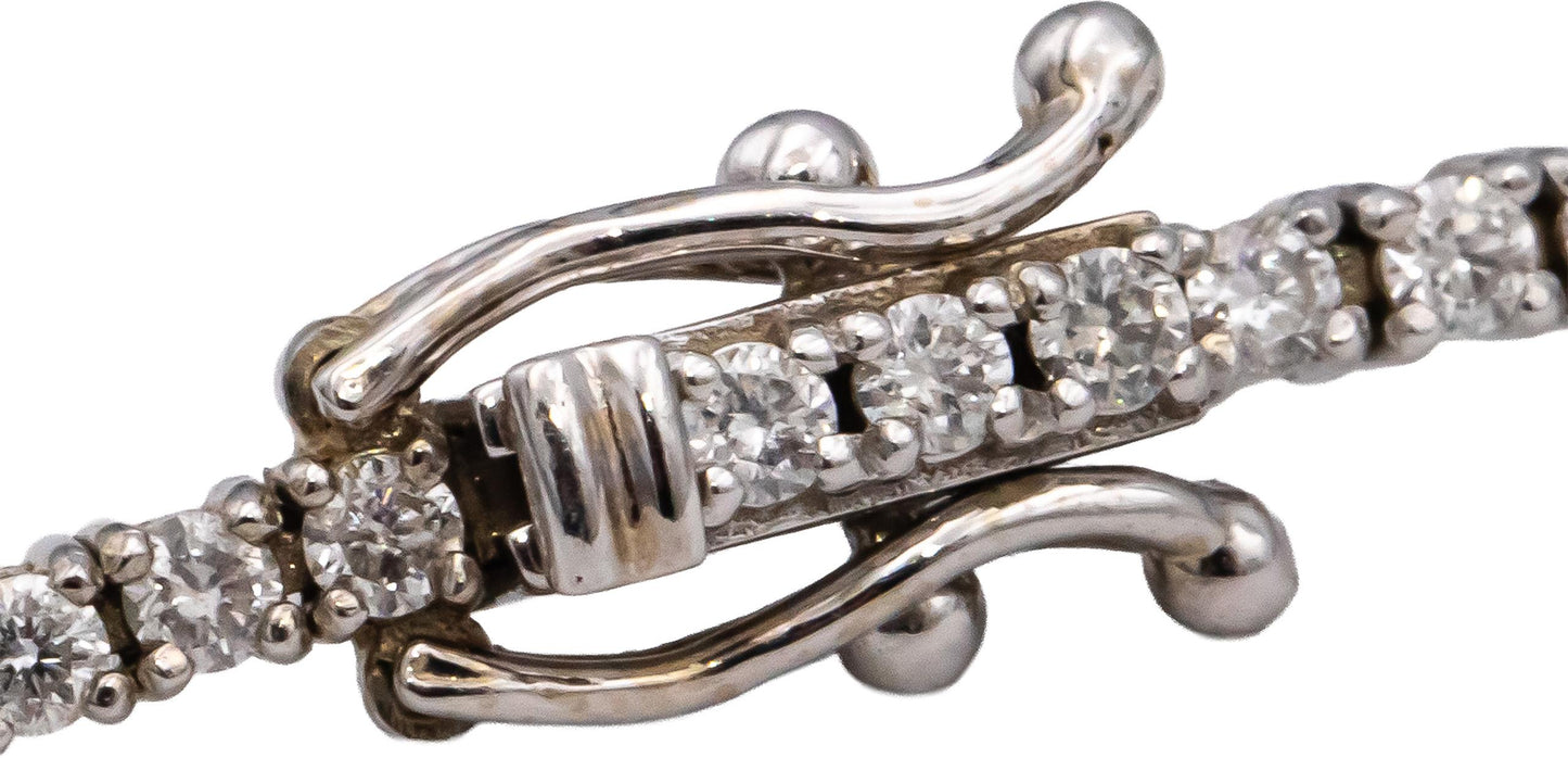 14k White Gold Round Diamond Tennis Bracelet 1.90CT