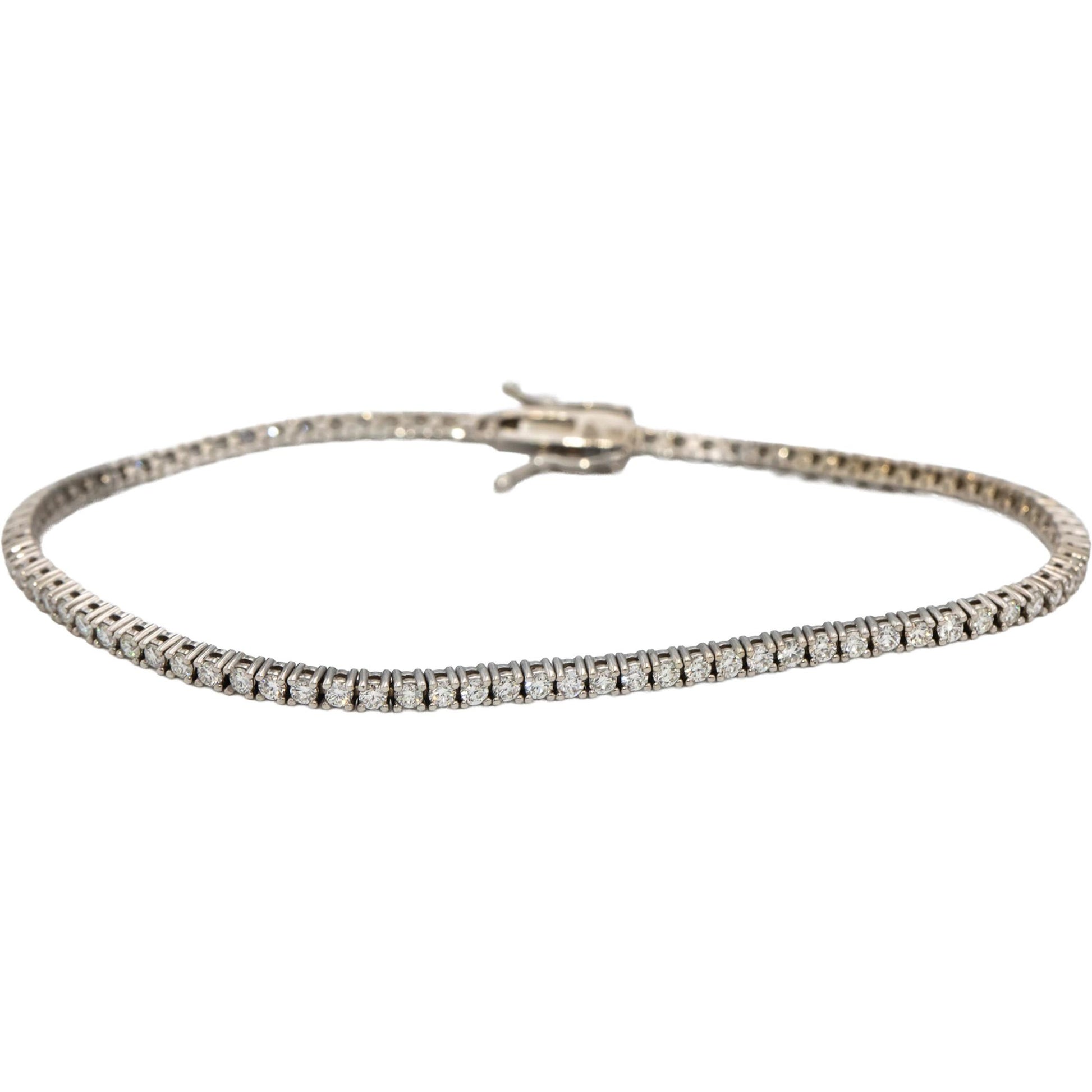 14k White Gold Round Diamond Tennis Bracelet 2.30CT