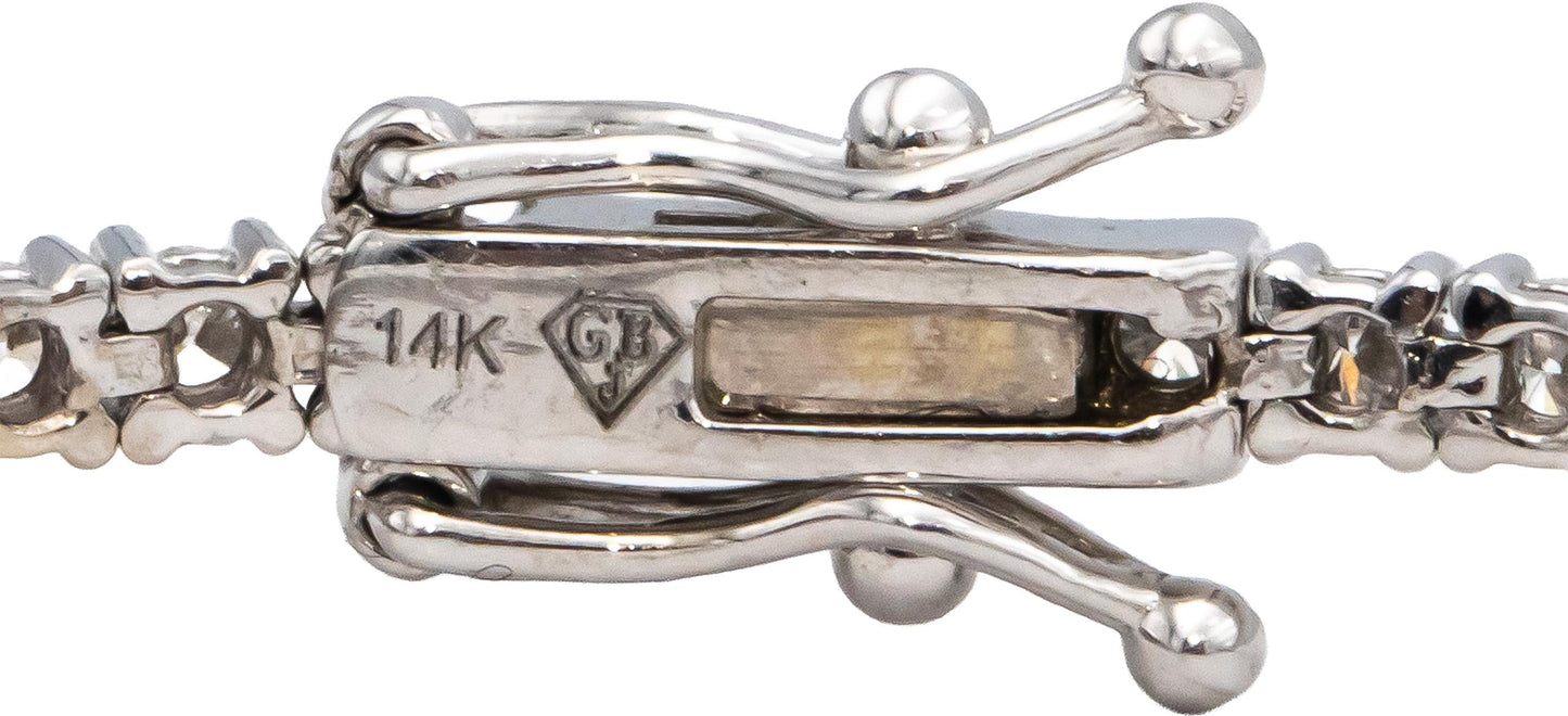 14k White Gold VS Round Diamond Tennis Bracelet 2.08CT
