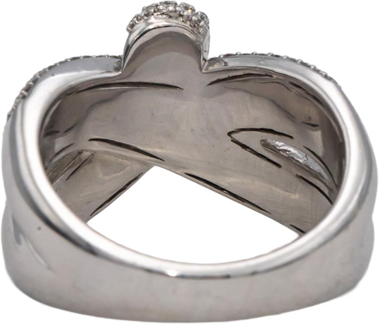 14k White Gold Round Diamond Cluster Crossover Ring 1.0CT Size 7
