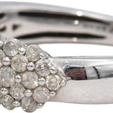 10k White Gold Round Diamond Cluster Band Ring 0.75CT Size 7