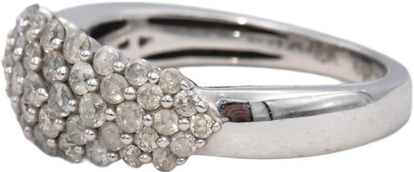 10k White Gold Round Diamond Cluster Band Ring 0.75CT Size 7