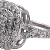 10k White Gold Round Diamond Cluster Cocktail Ring 2.0CT Size 7