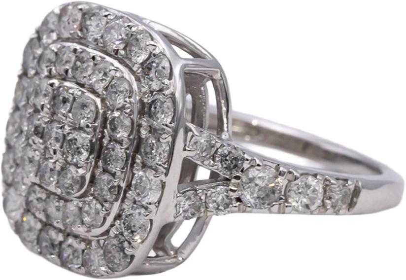 10k White Gold Round Diamond Cluster Cocktail Ring 2.0CT Size 7