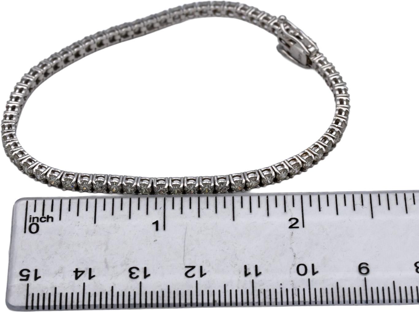 14k White Gold VS Round Diamond Tennis Bracelet 4.38CT