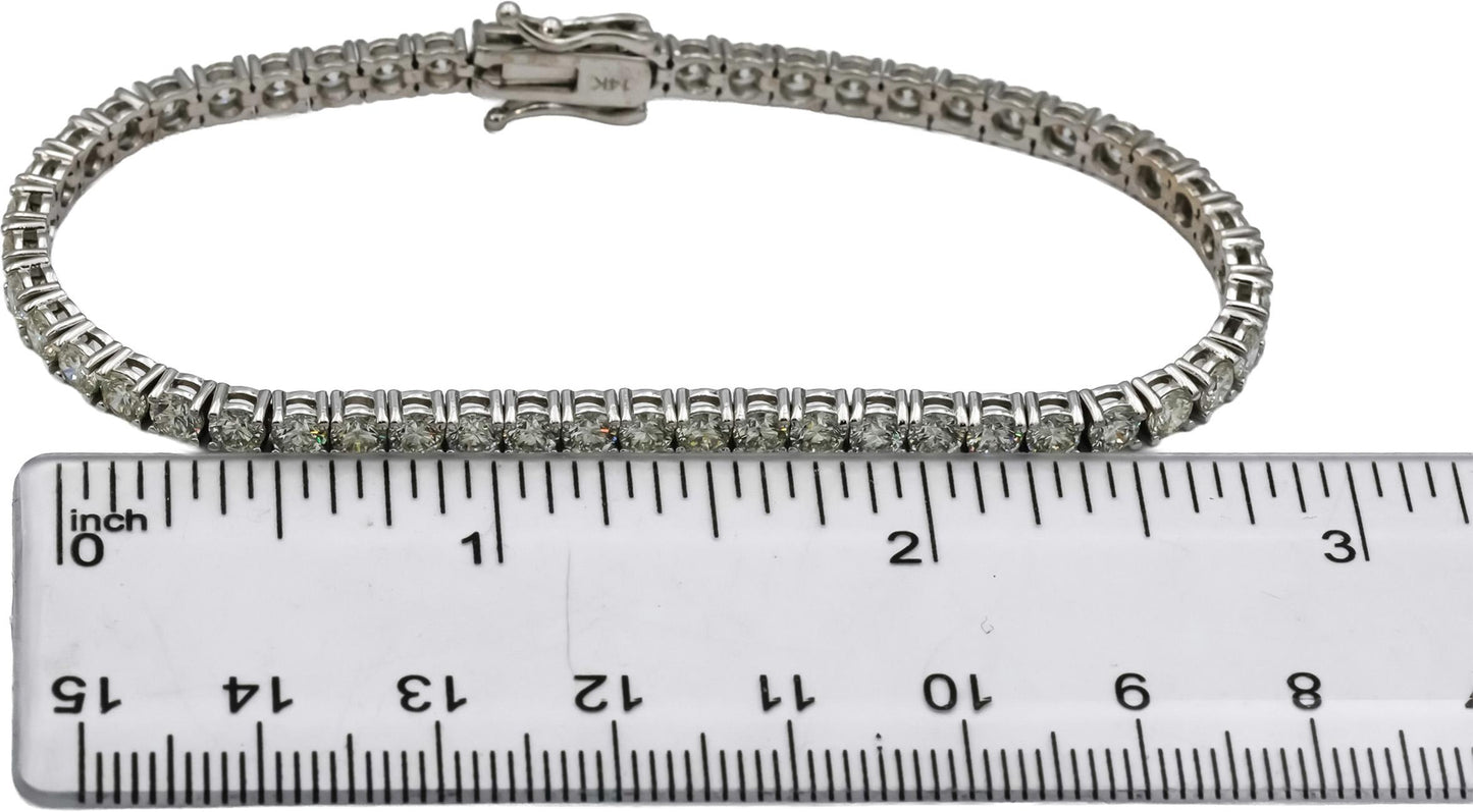 14k White Gold VS Round Diamond Tennis Bracelet 7.31CT