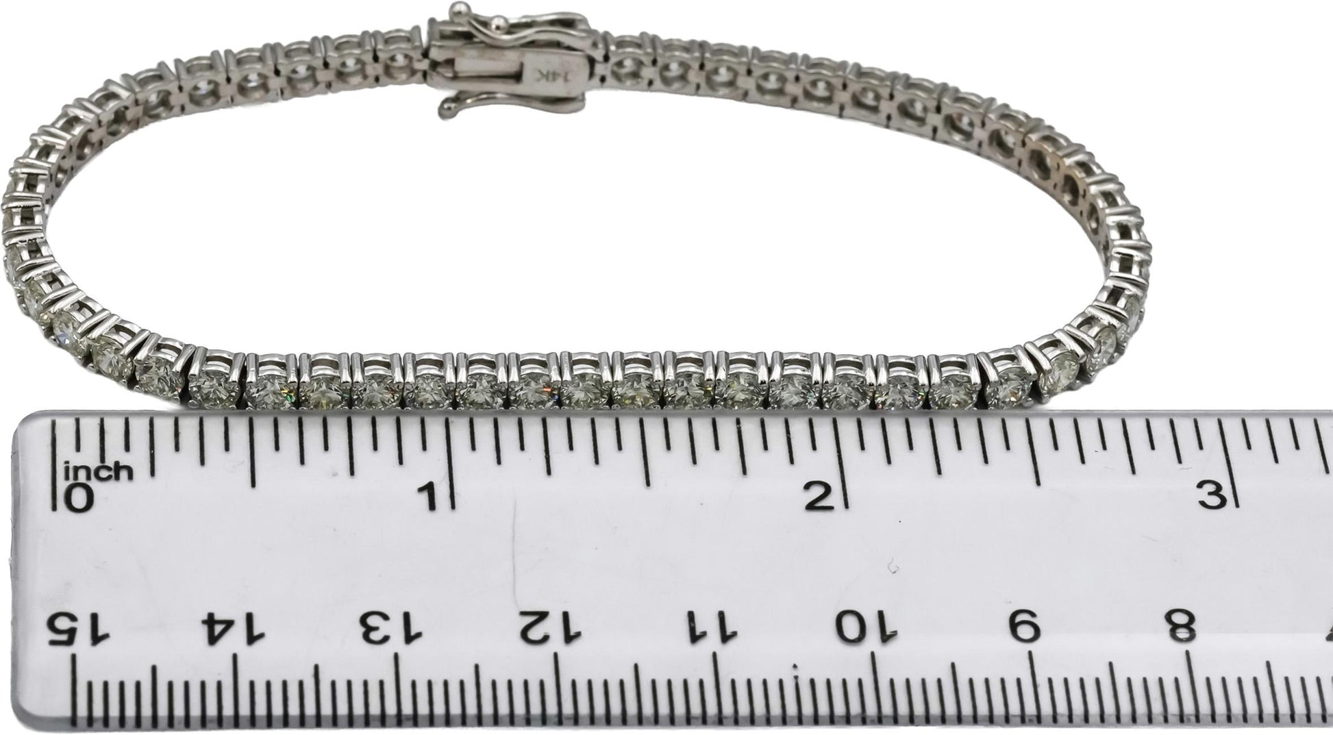 14k White Gold VS Round Diamond Tennis Bracelet 7.31CT