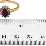 Oval Ruby and Round Diamond 14k Yellow Gold Halo Ring 1.0CT Size 6.75