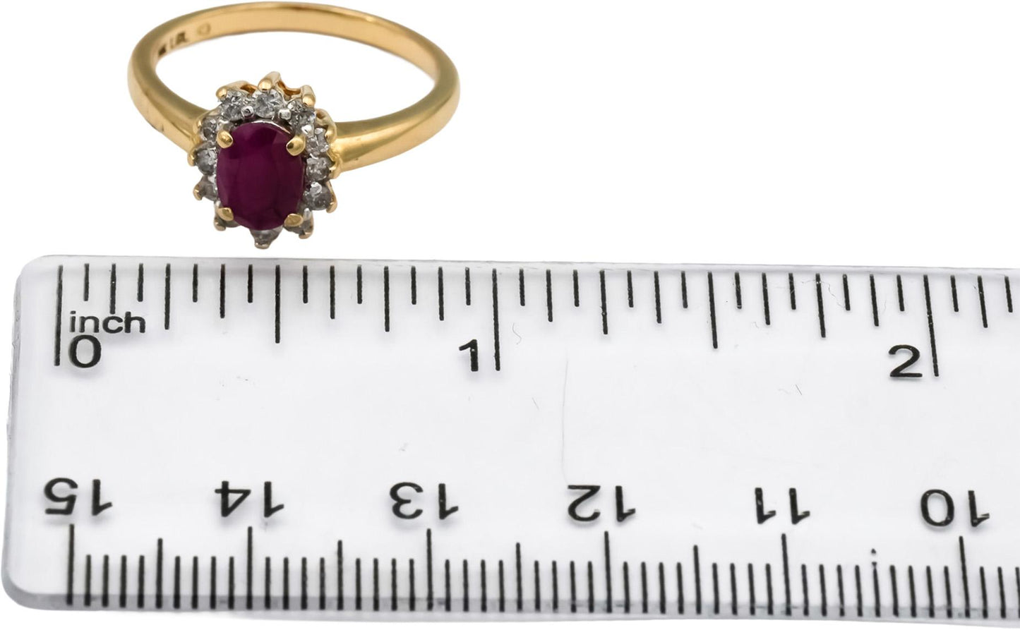Oval Ruby and Round Diamond 14k Yellow Gold Halo Ring 1.0CT Size 6.75