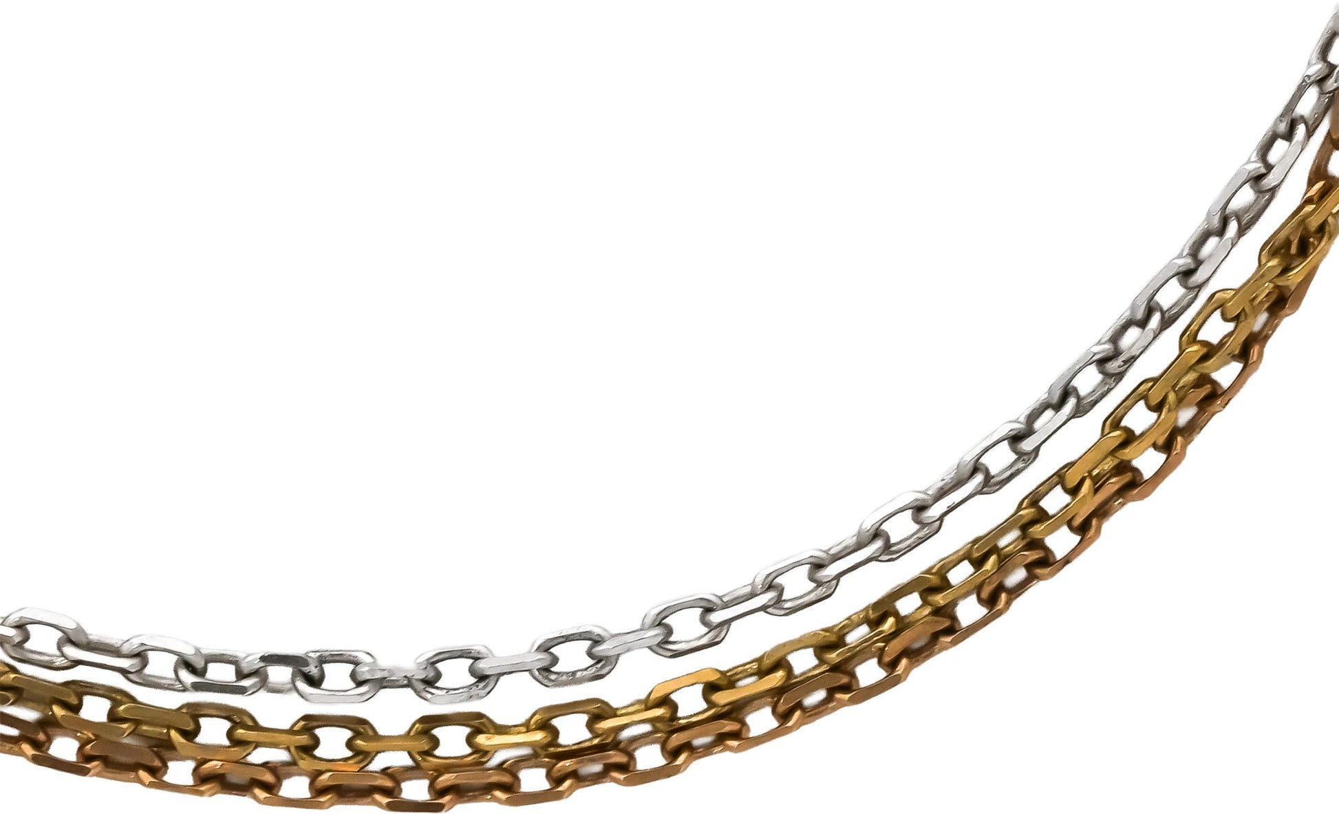 CARTIER 18k Yellow White Rose Gold Three Chain Necklace