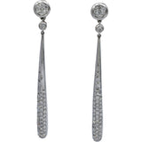 14k White Gold Round Diamond Drop Dangle Earrings 2.0CT