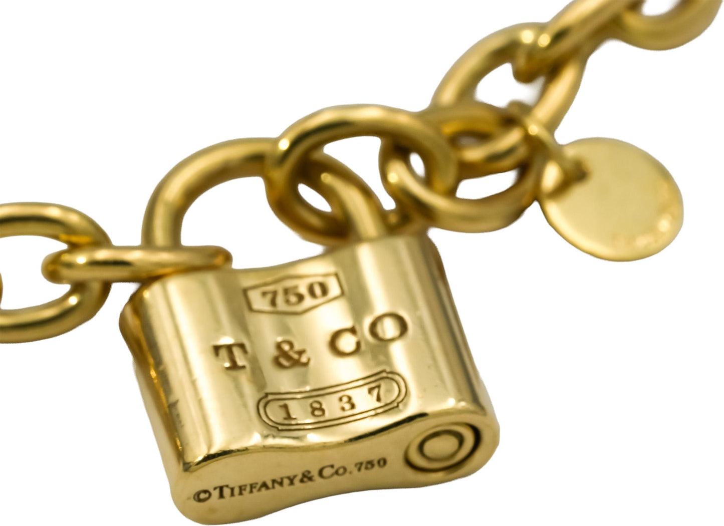TIFFANY & CO. 18k Yellow Gold 1837 Lock Circle Chain Link Bracelet