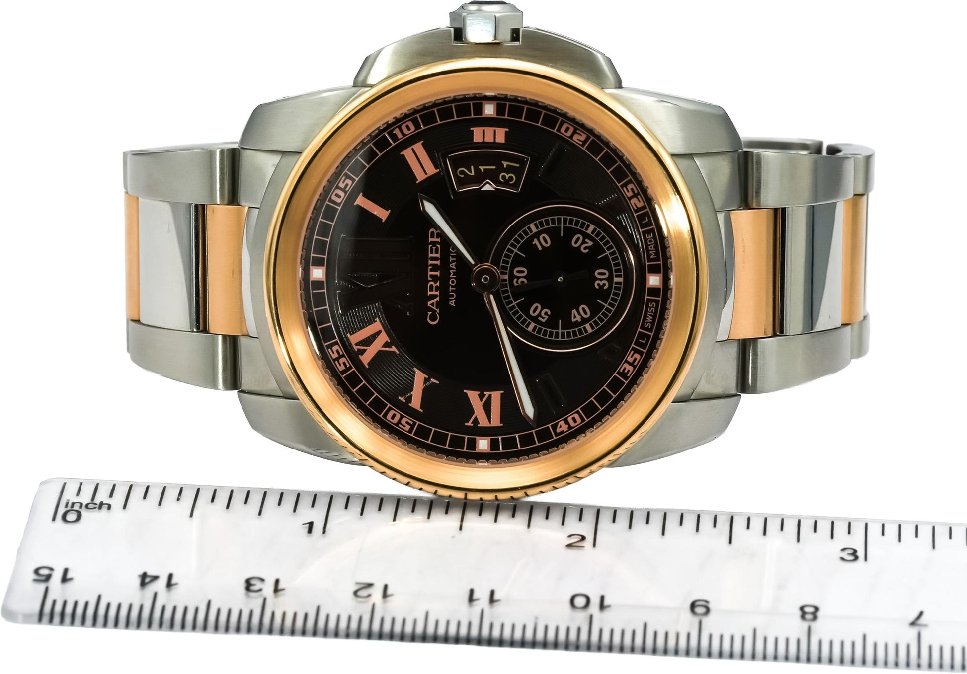 CARTIER 18k Rose Gold Stainless Steel Calibre De Cartier 3389 Automatic Watch