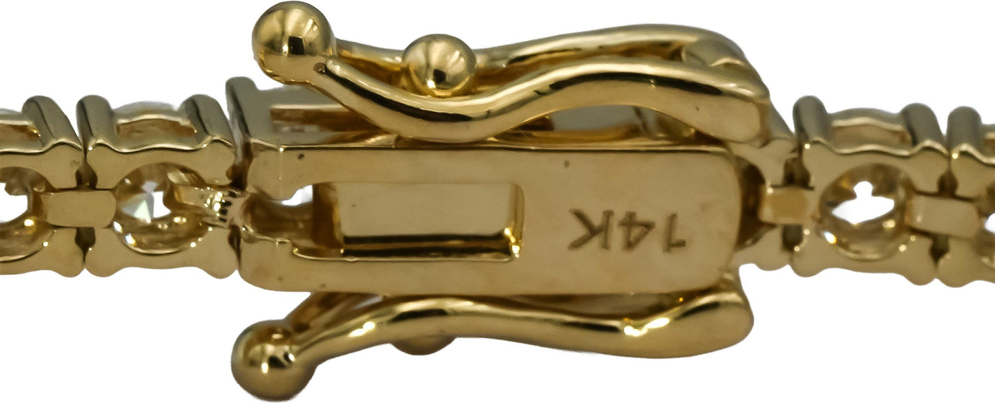 14k Yellow Gold VS Round Diamond Tennis Bracelet 4.89CT