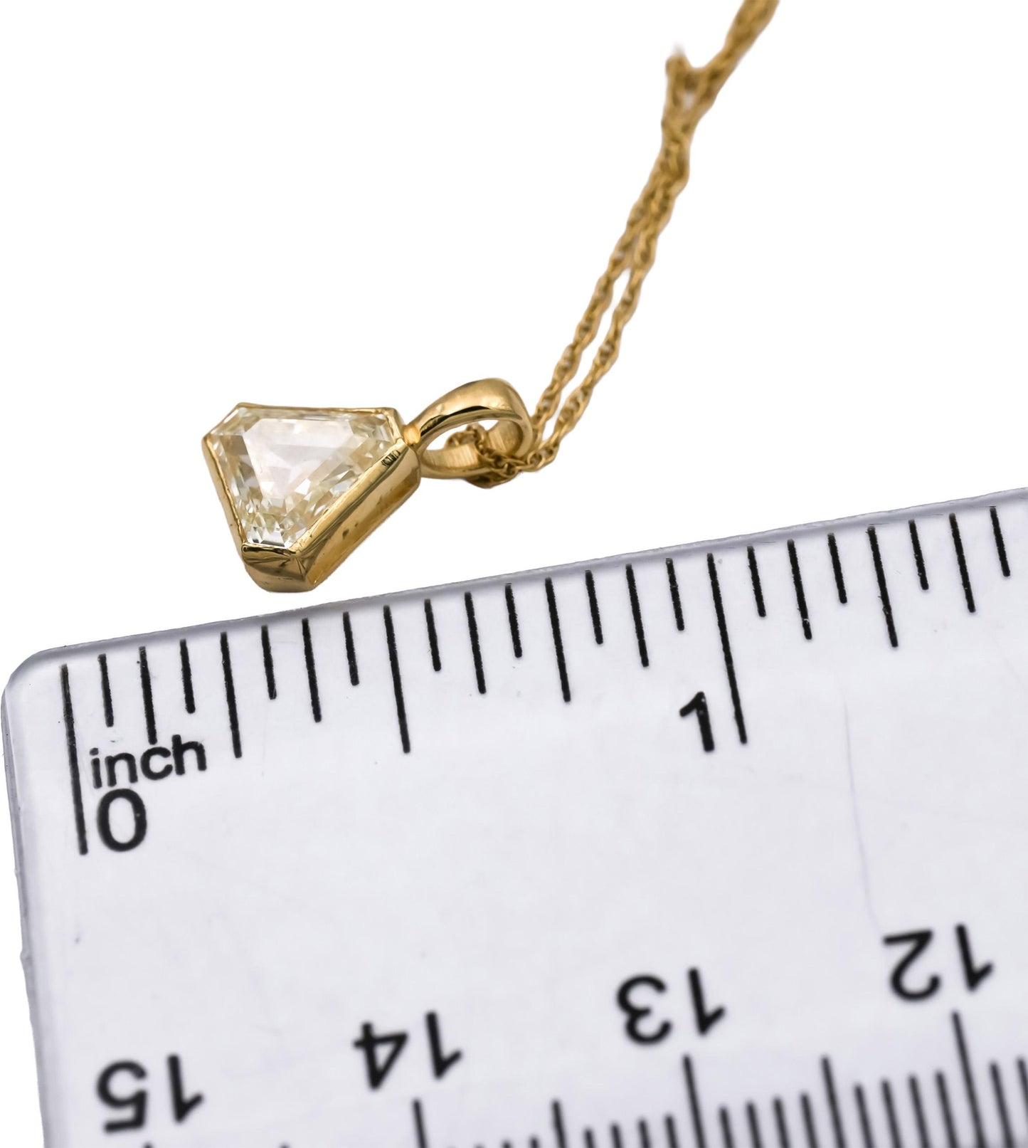 14k Yellow Gold Trillion Cut Diamond Solitaire Pendant Necklace 1.19CT