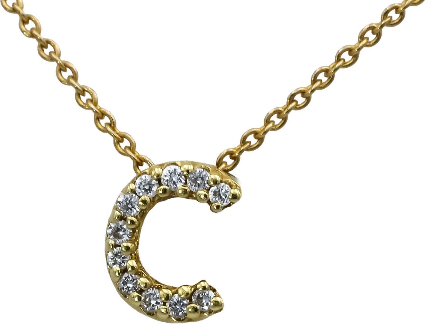 ROBERTO COIN 18k Gold Diamond Tiny Treasures Letter "C" Pendant Necklace .03CT