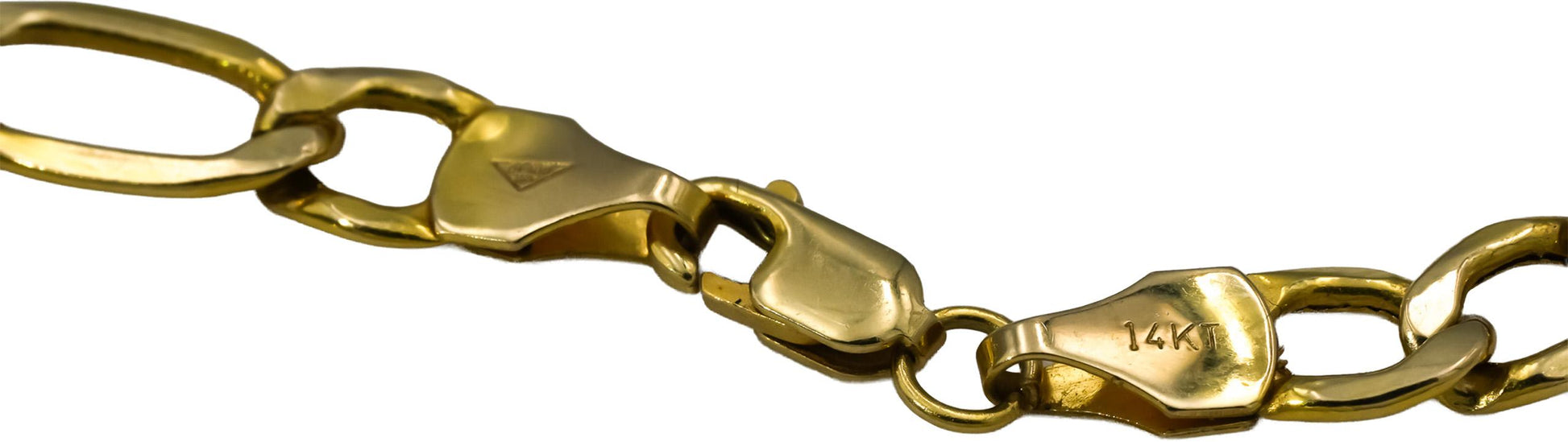 14k Yellow Gold Figaro Link Chain Necklace 24.25 Inches Long
